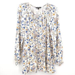 Zac and Rachel peasant button tunic top womens Size 2X floral long sleeve